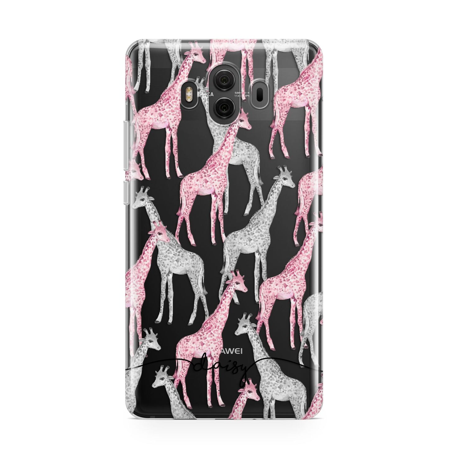 Personalised Pink Grey Giraffes Huawei Mate 10 Protective Phone Case