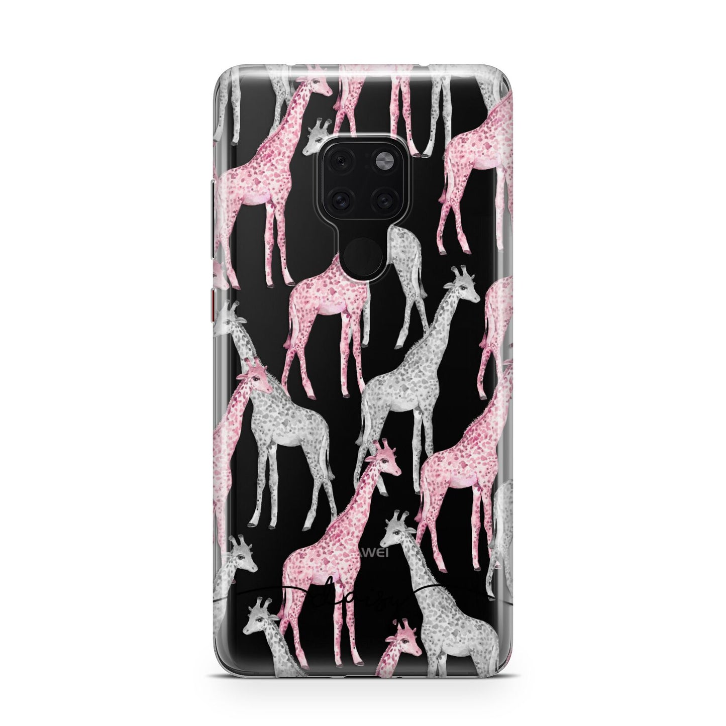 Personalised Pink Grey Giraffes Huawei Mate 20 Phone Case