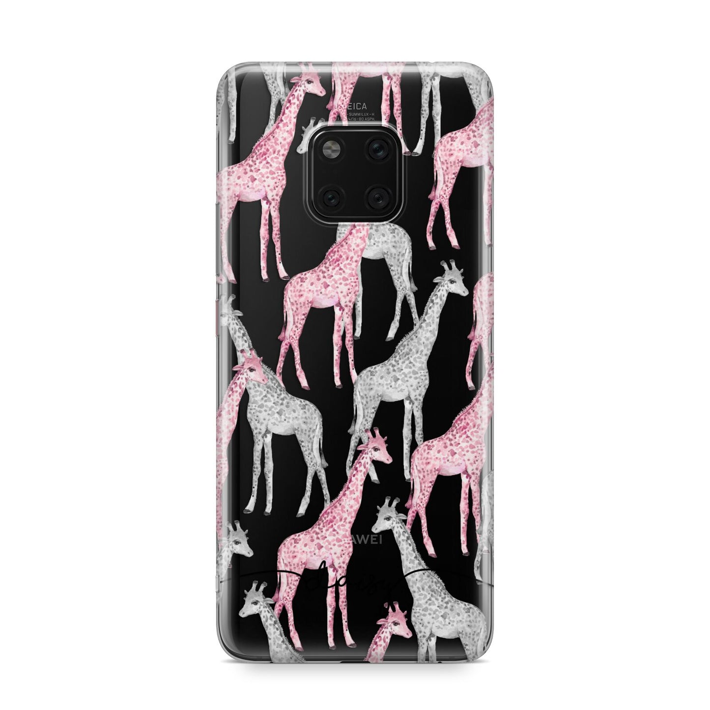 Personalised Pink Grey Giraffes Huawei Mate 20 Pro Phone Case