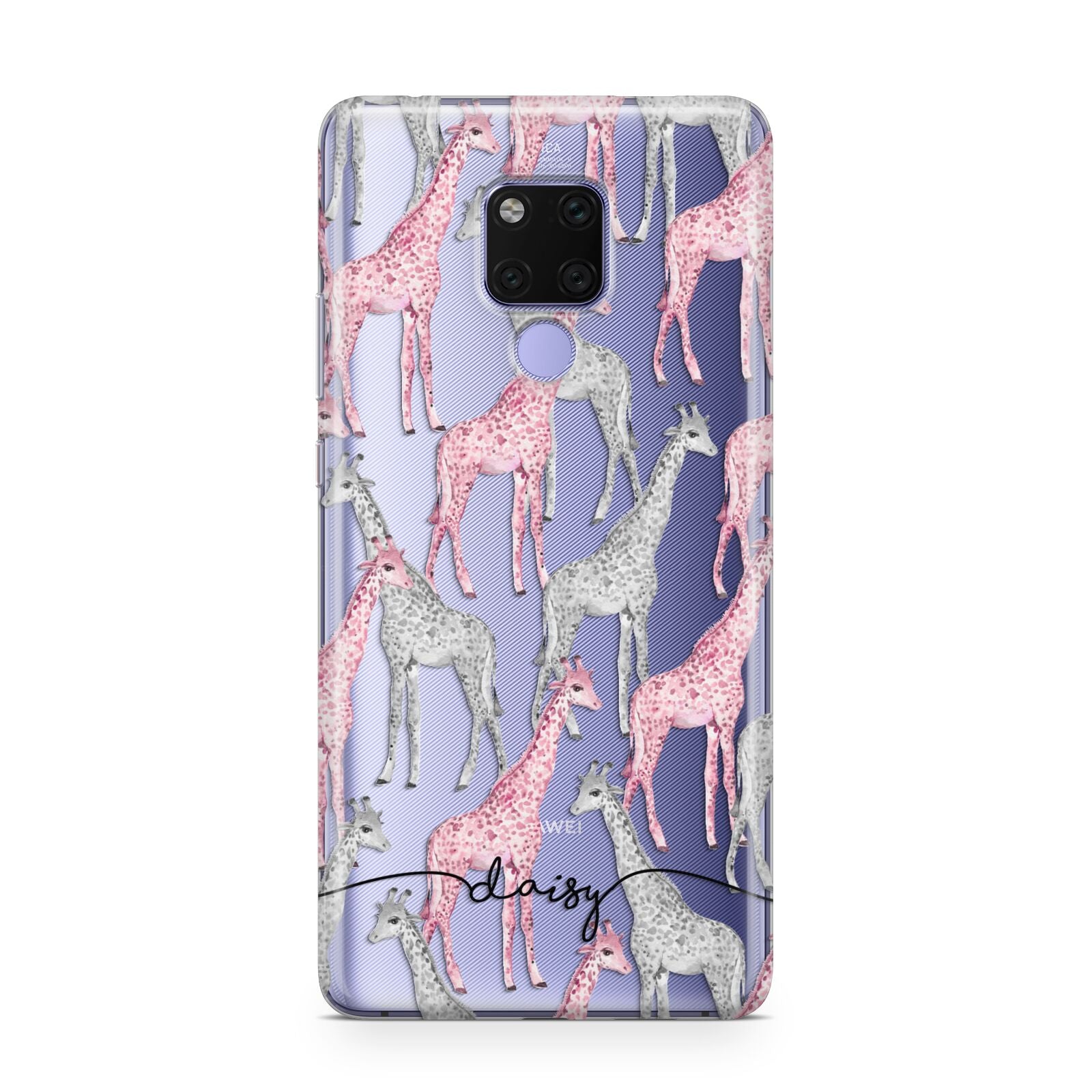 Personalised Pink Grey Giraffes Huawei Mate 20X Phone Case