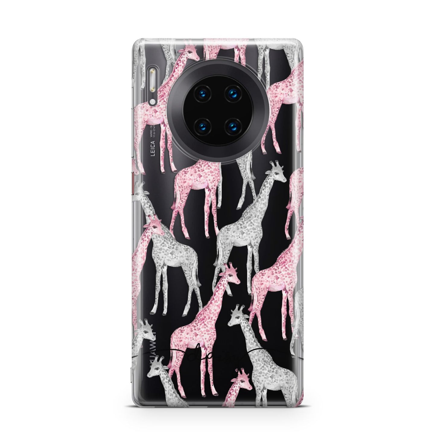 Personalised Pink Grey Giraffes Huawei Mate 30 Pro Phone Case