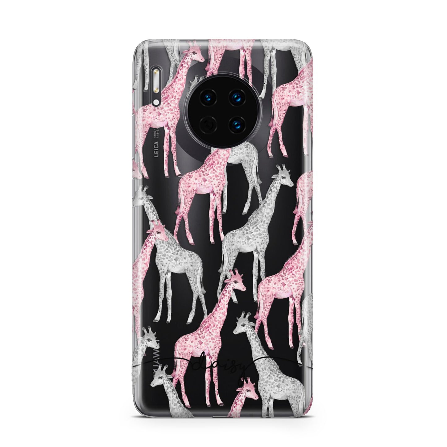 Personalised Pink Grey Giraffes Huawei Mate 30