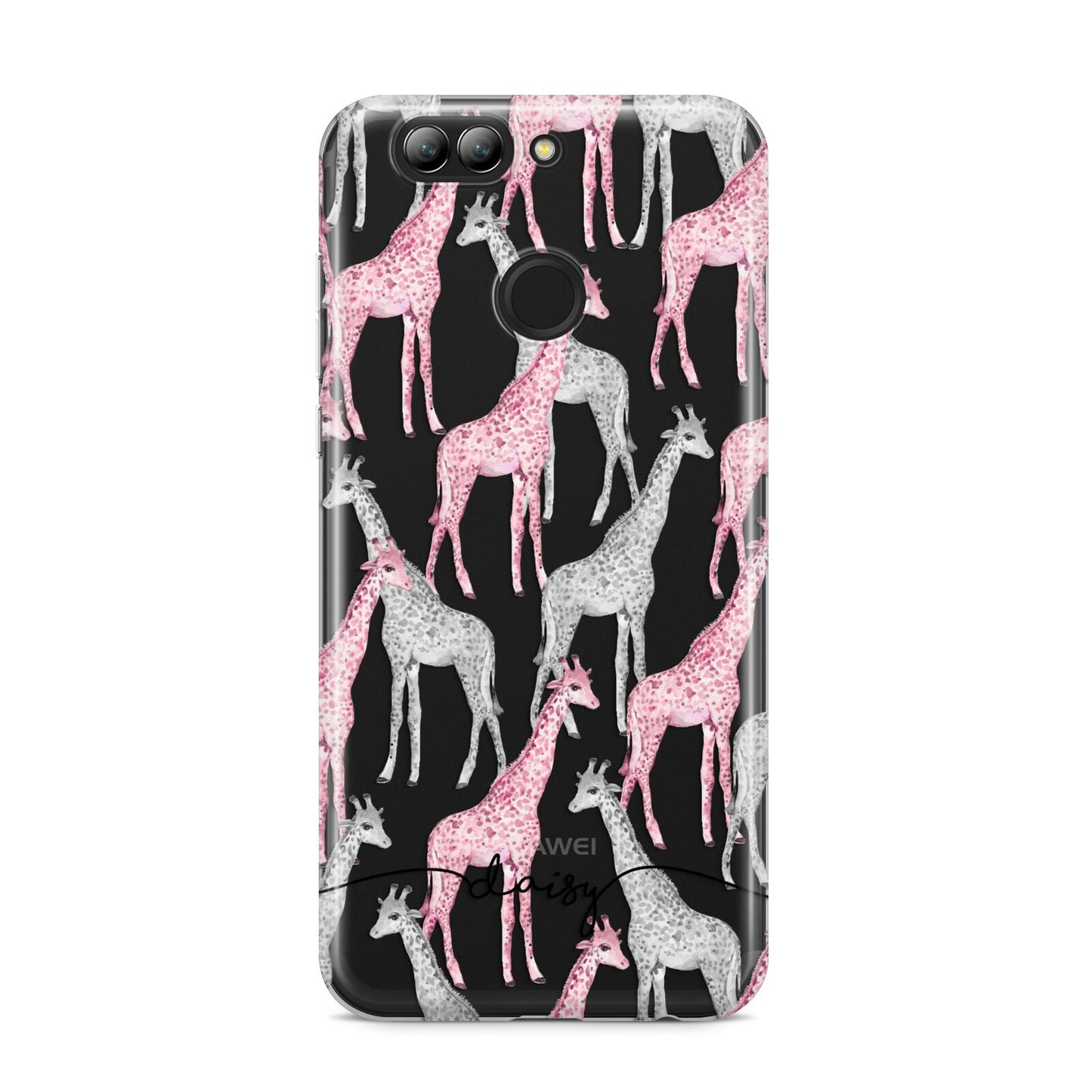 Personalised Pink Grey Giraffes Huawei Nova 2s Phone Case