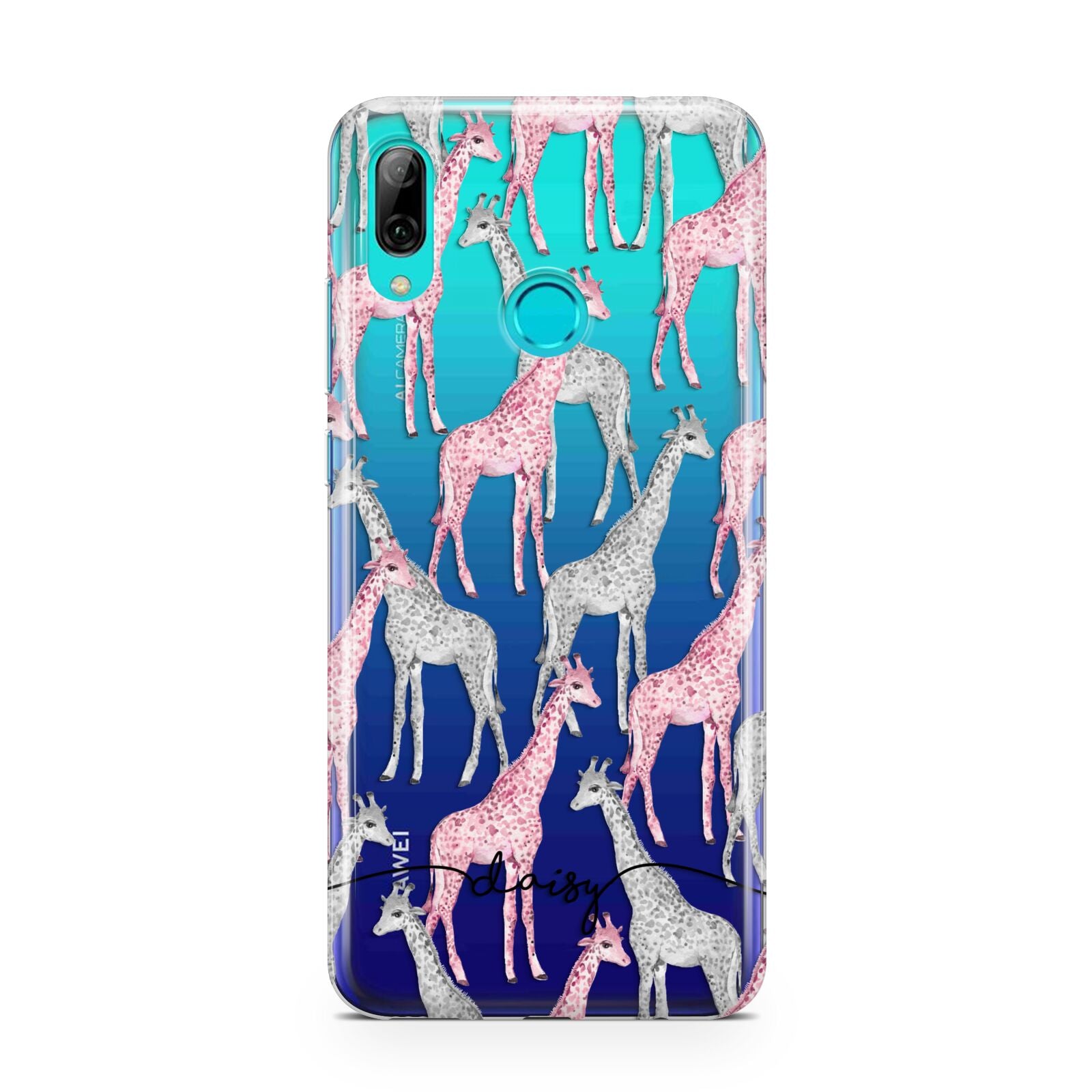 Personalised Pink Grey Giraffes Huawei P Smart 2019 Case