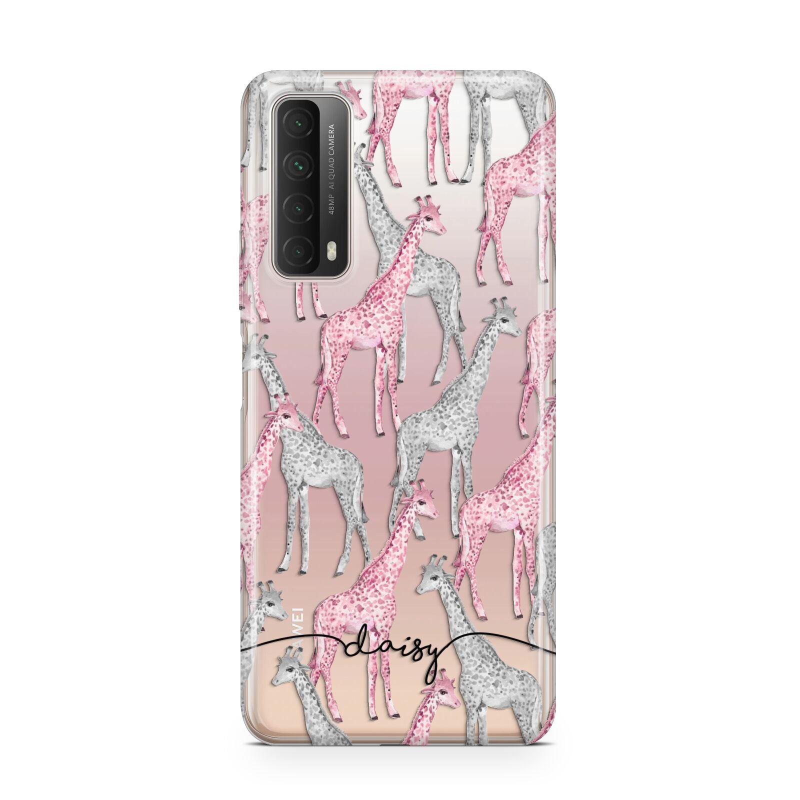 Personalised Pink Grey Giraffes Huawei P Smart 2021