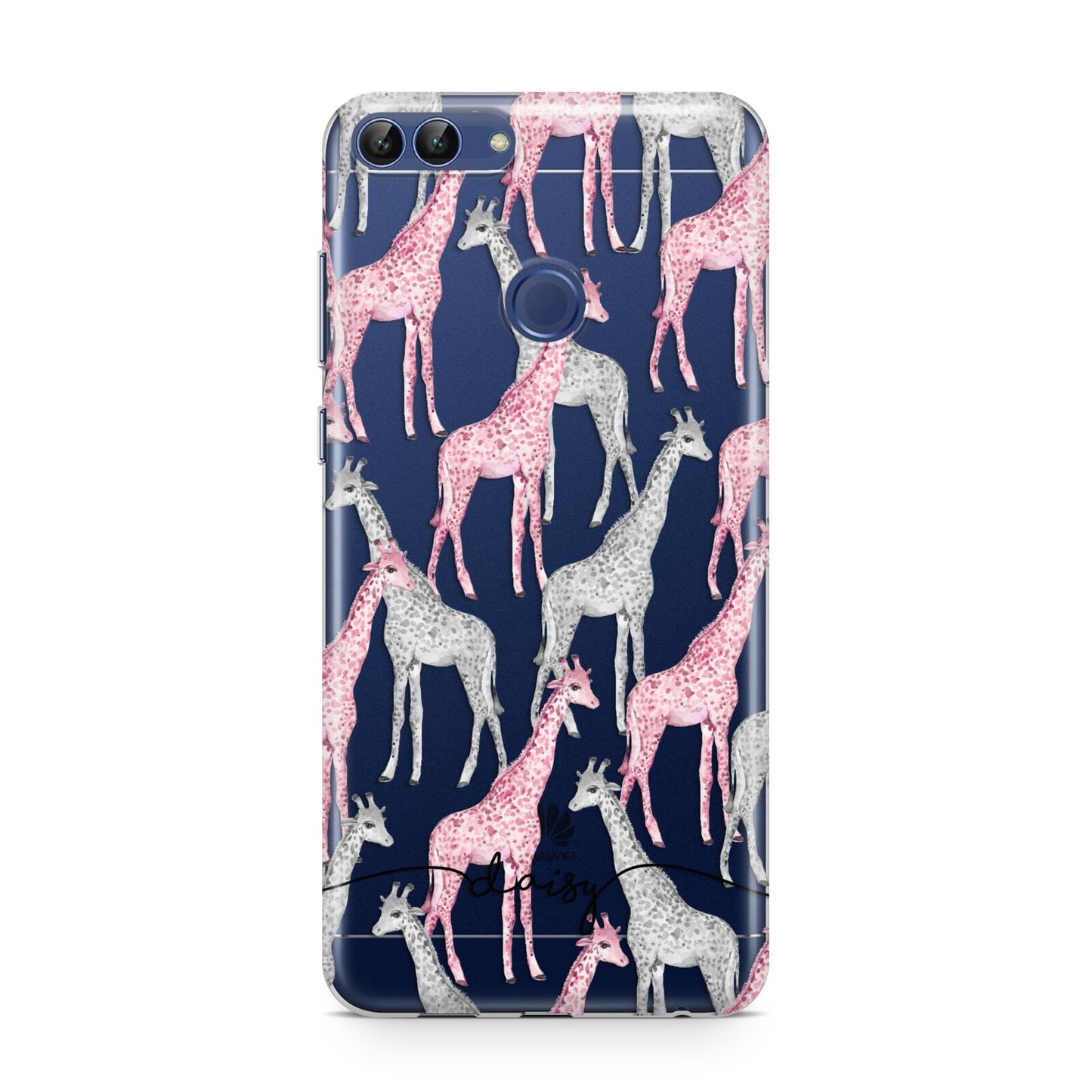 Personalised Pink Grey Giraffes Huawei P Smart Case