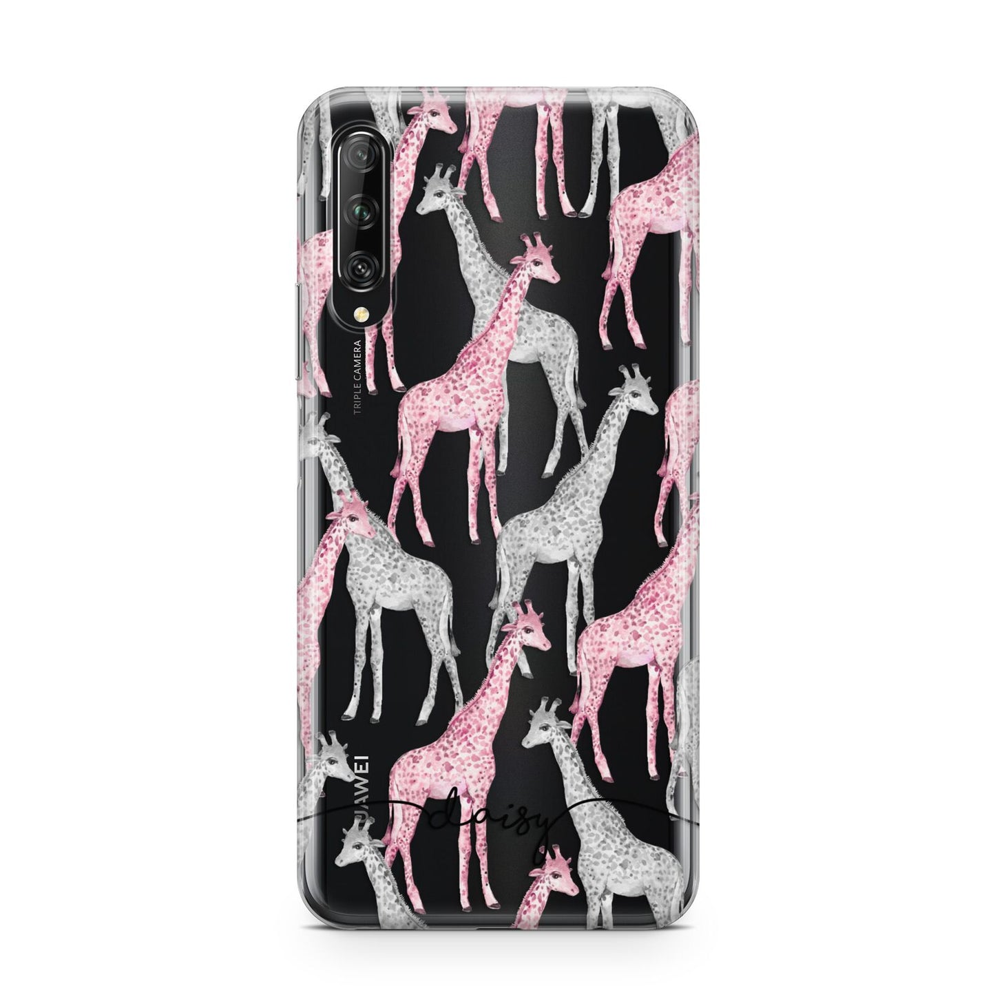 Personalised Pink Grey Giraffes Huawei P Smart Pro 2019