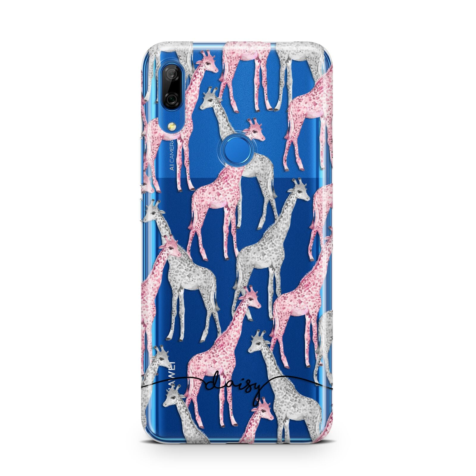 Personalised Pink Grey Giraffes Huawei P Smart Z