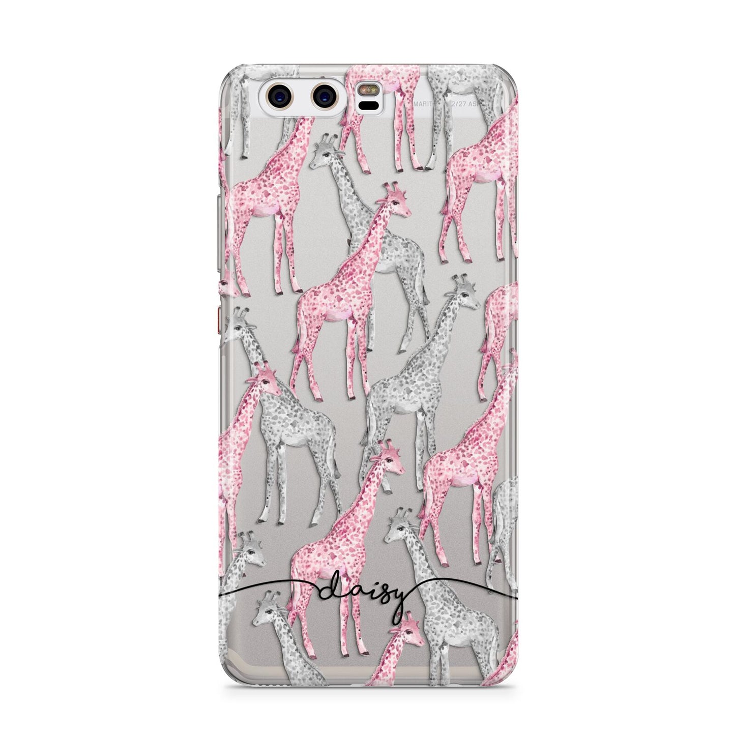 Personalised Pink Grey Giraffes Huawei P10 Phone Case