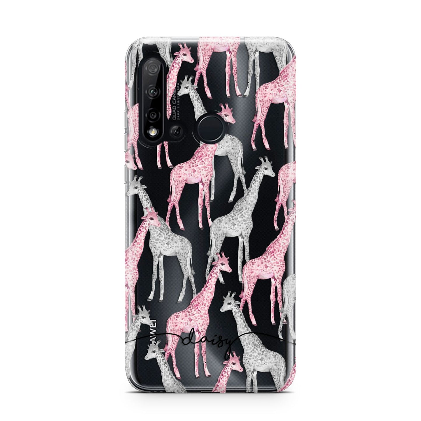 Personalised Pink Grey Giraffes Huawei P20 Lite 5G Phone Case