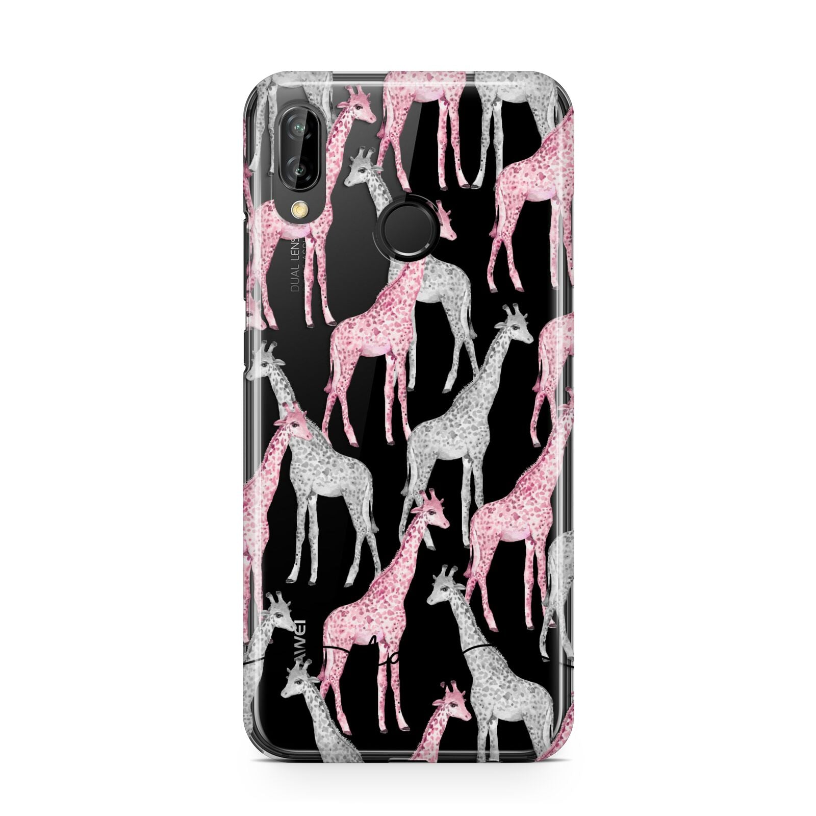 Personalised Pink Grey Giraffes Huawei P20 Lite Phone Case