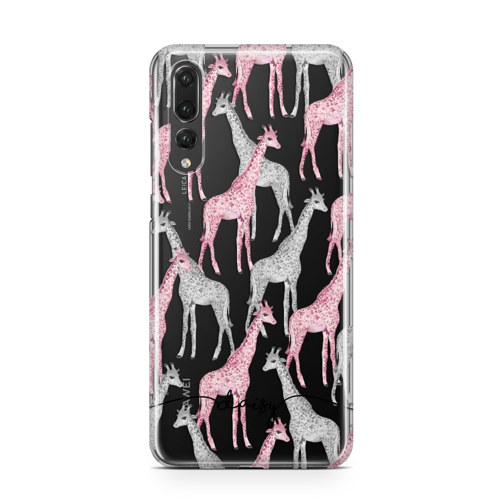 Personalised Pink Grey Giraffes Huawei P20 Pro Phone Case