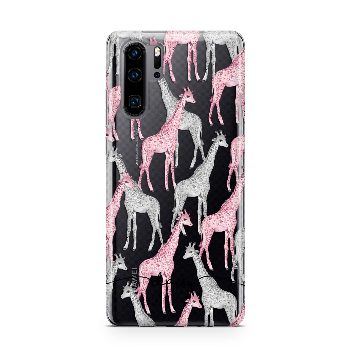 Personalised Pink Grey Giraffes Huawei P30 Pro Phone Case