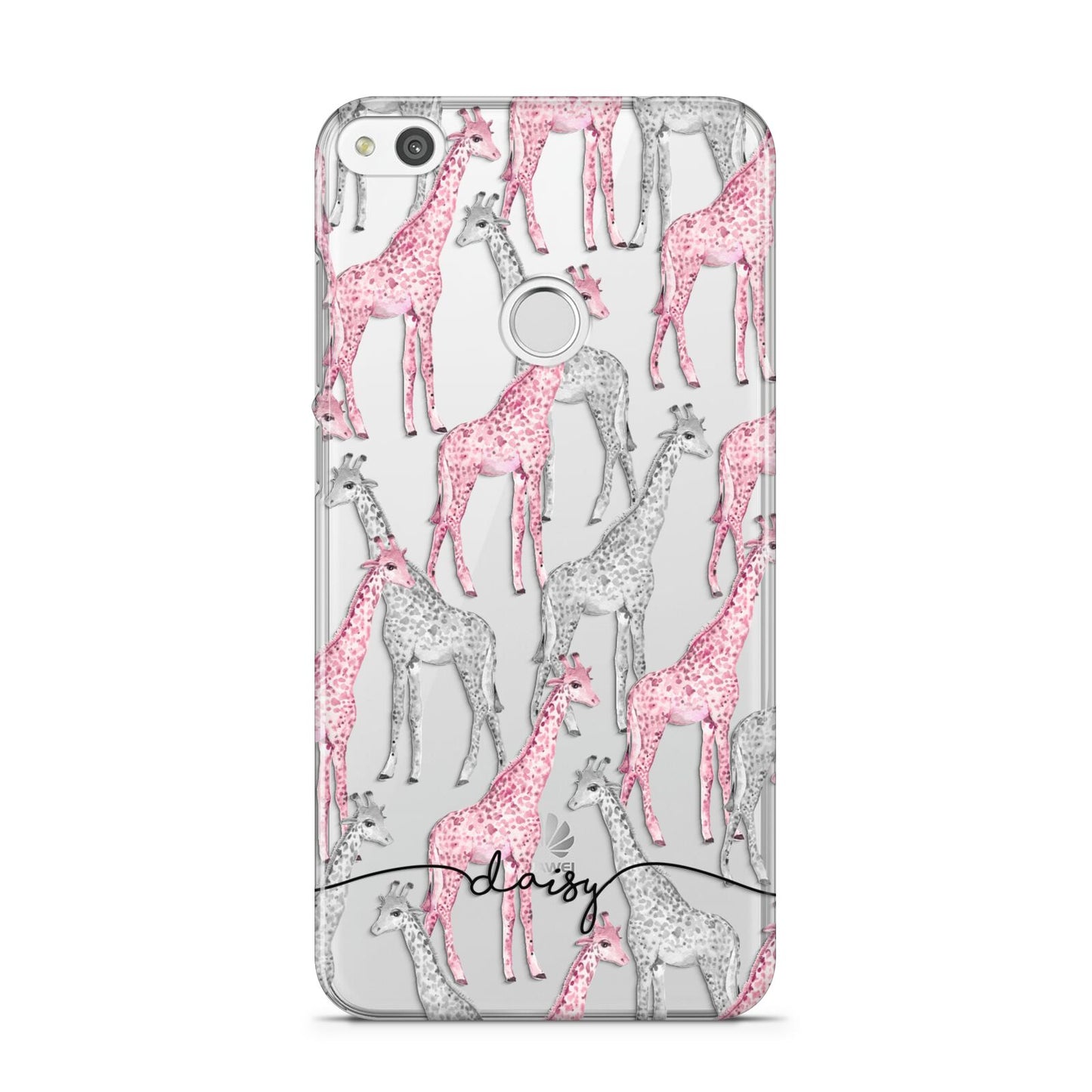 Personalised Pink Grey Giraffes Huawei P8 Lite Case