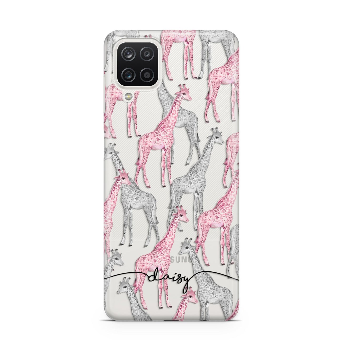 Personalised Pink Grey Giraffes Samsung M12 Case