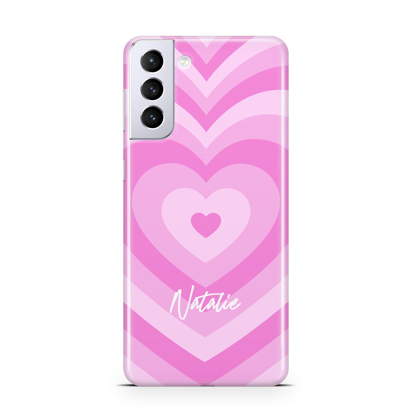 Personalised Pink Heart Samsung S21 Plus Case