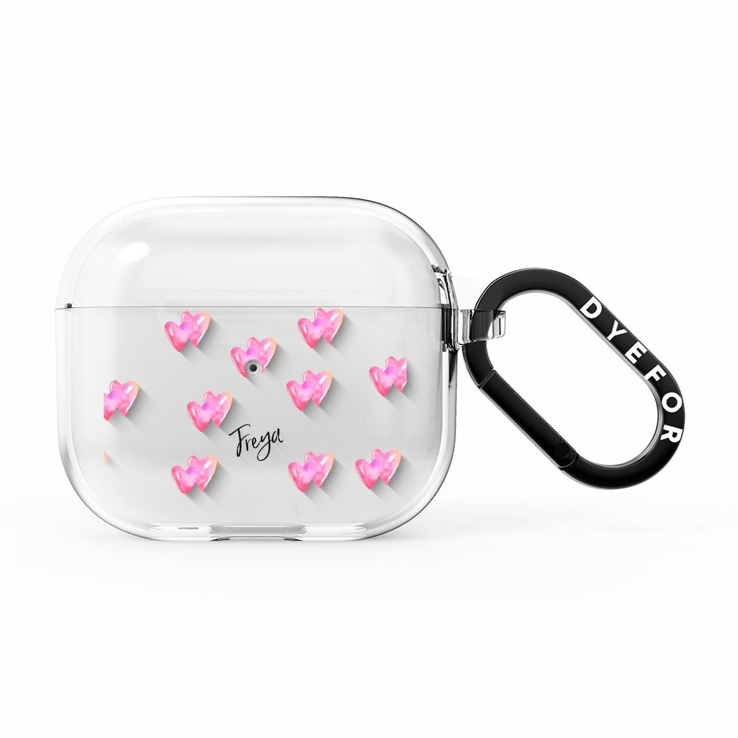 Personalised Pink Hearts AirPods Clear Case 3rd Gen