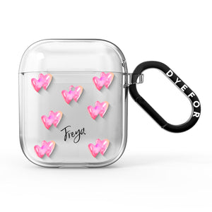 Personalised Pink Hearts AirPods Case