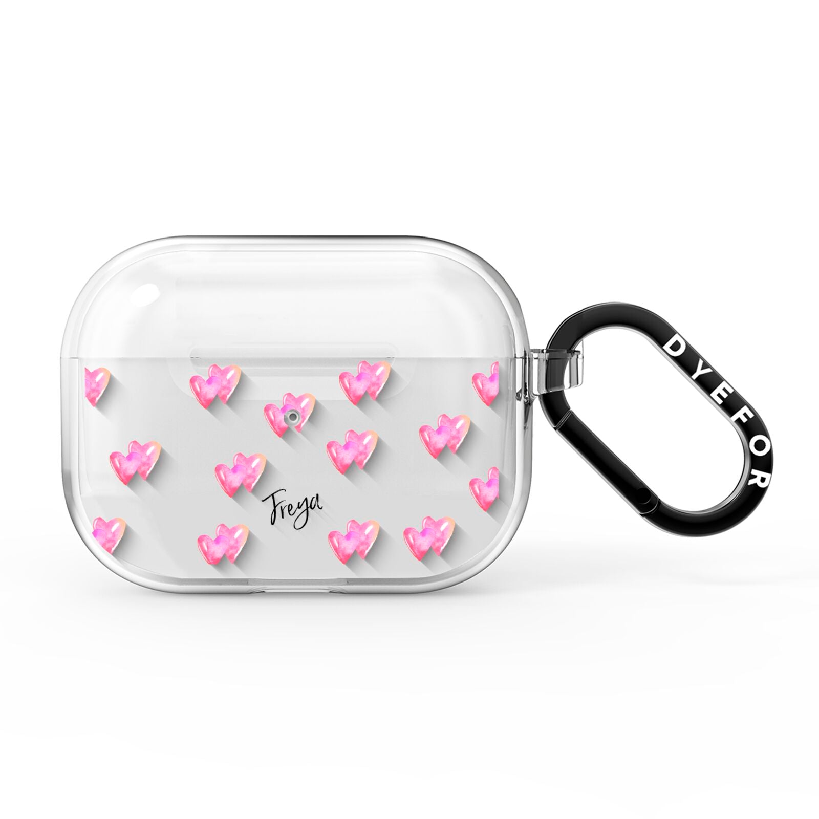 Personalised Pink Hearts AirPods Pro Clear Case