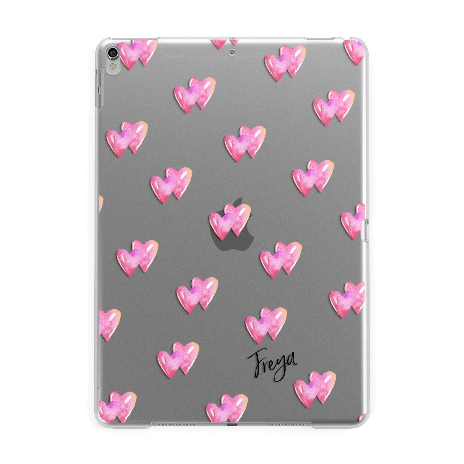 Personalised Pink Hearts Apple iPad Silver Case