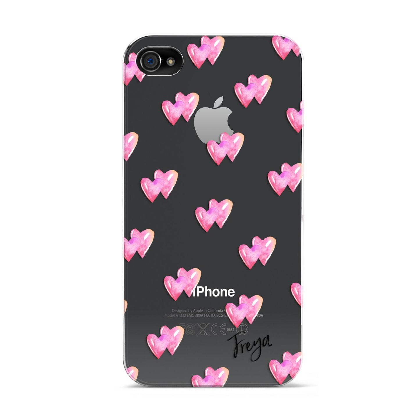 Personalised Pink Hearts Apple iPhone 4s Case