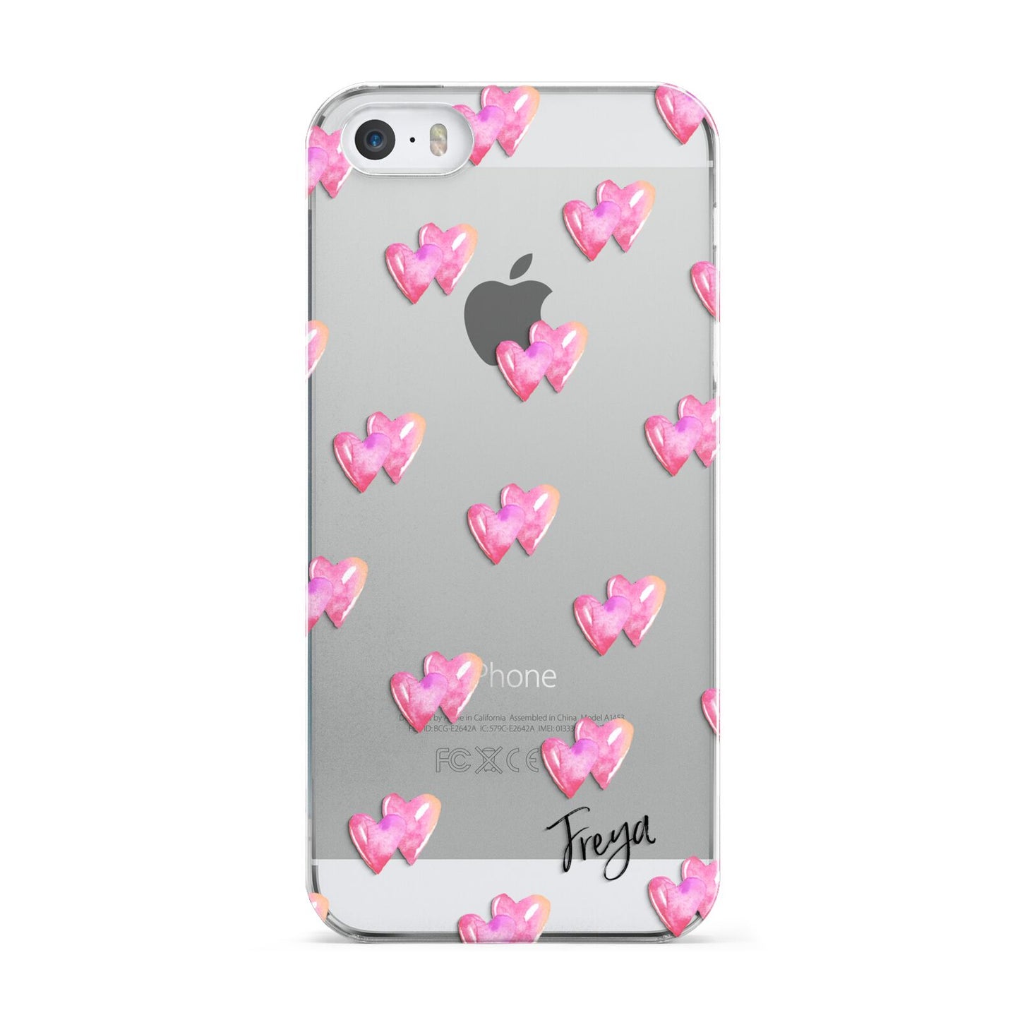 Personalised Pink Hearts Apple iPhone 5 Case