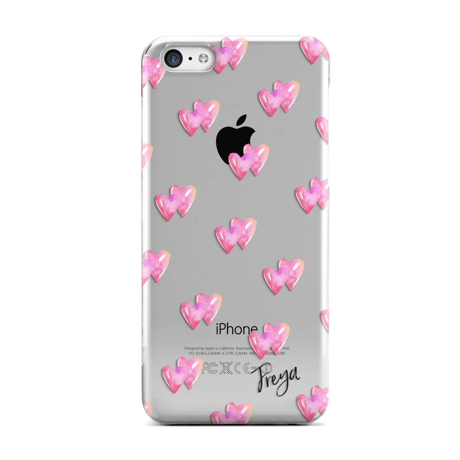 Personalised Pink Hearts Apple iPhone 5c Case