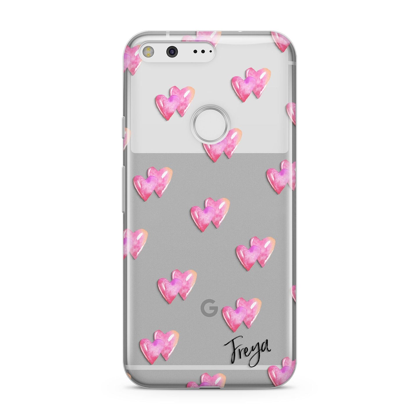 Personalised Pink Hearts Google Pixel Case