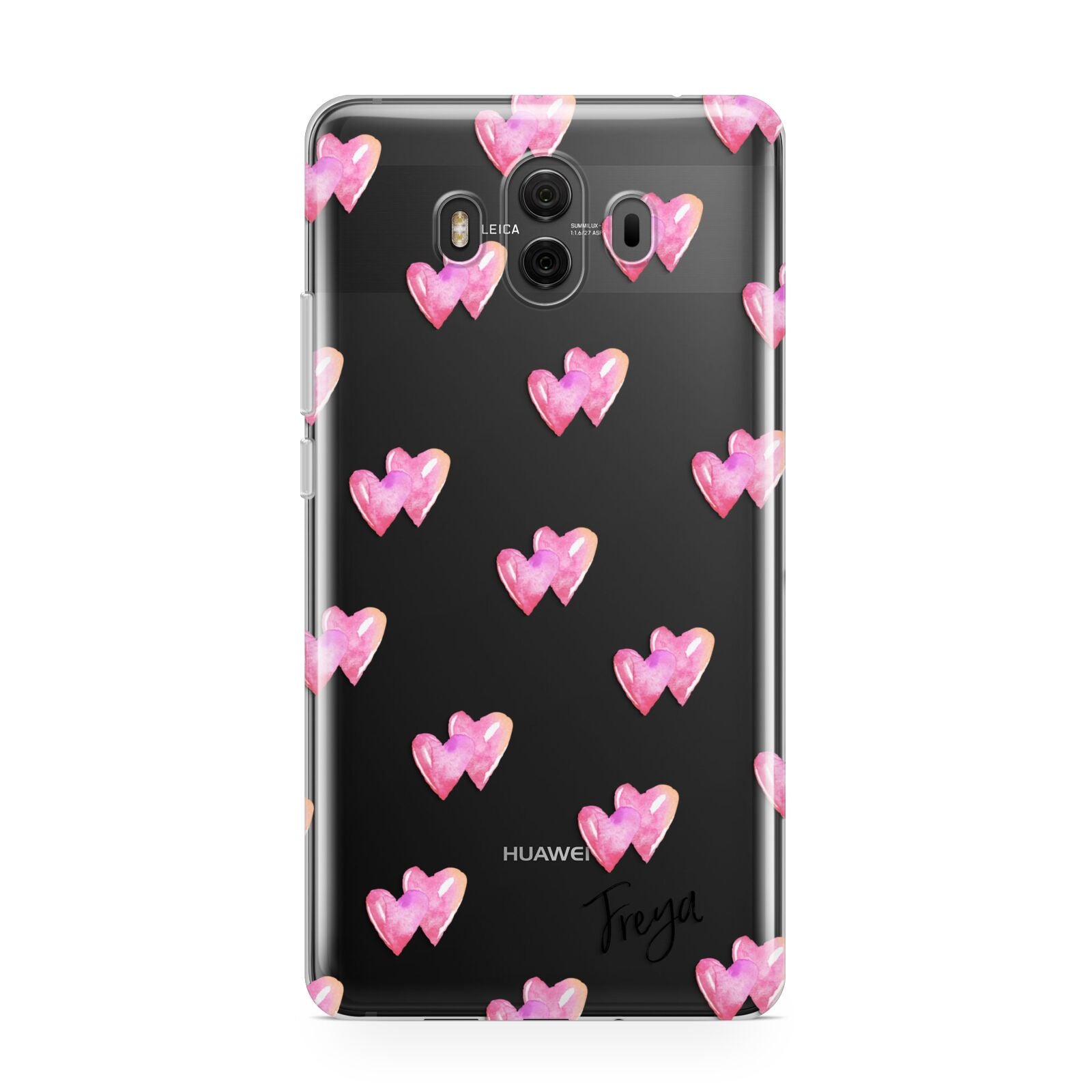 Personalised Pink Hearts Huawei Mate 10 Protective Phone Case