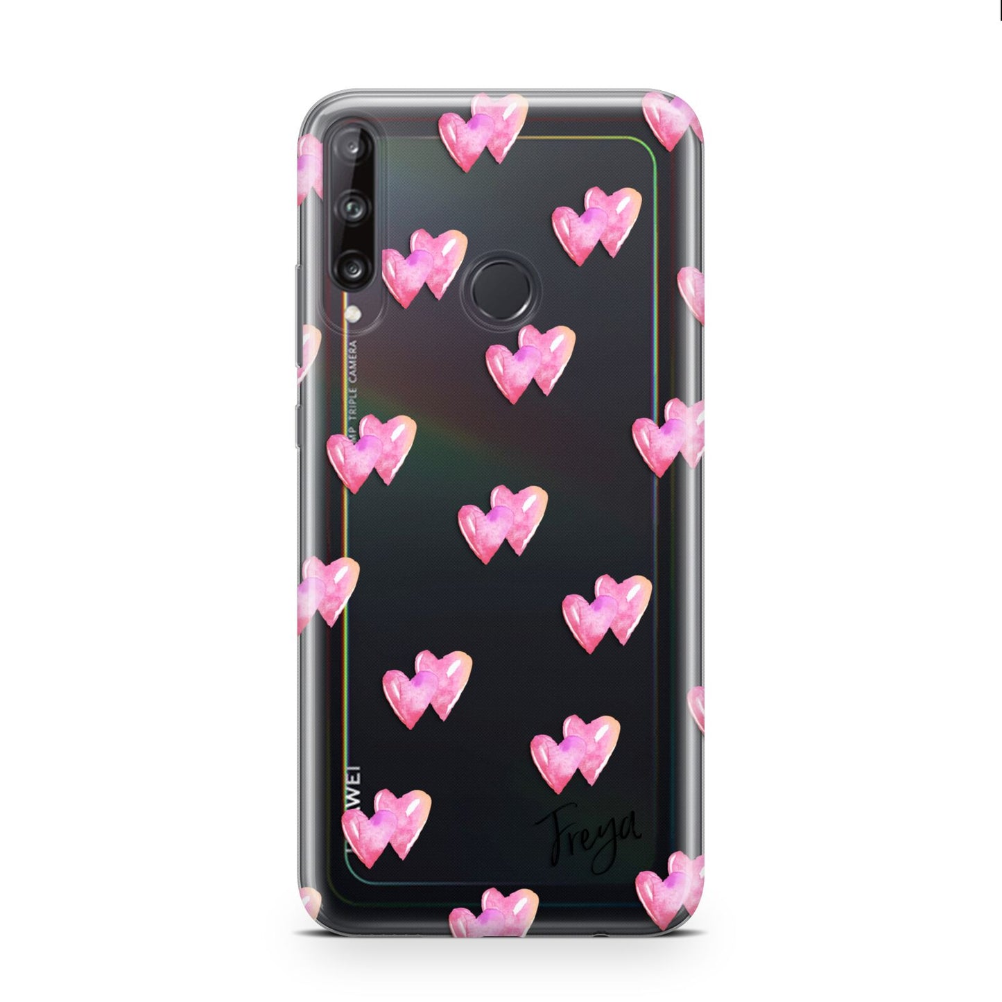 Personalised Pink Hearts Huawei P40 Lite E Phone Case