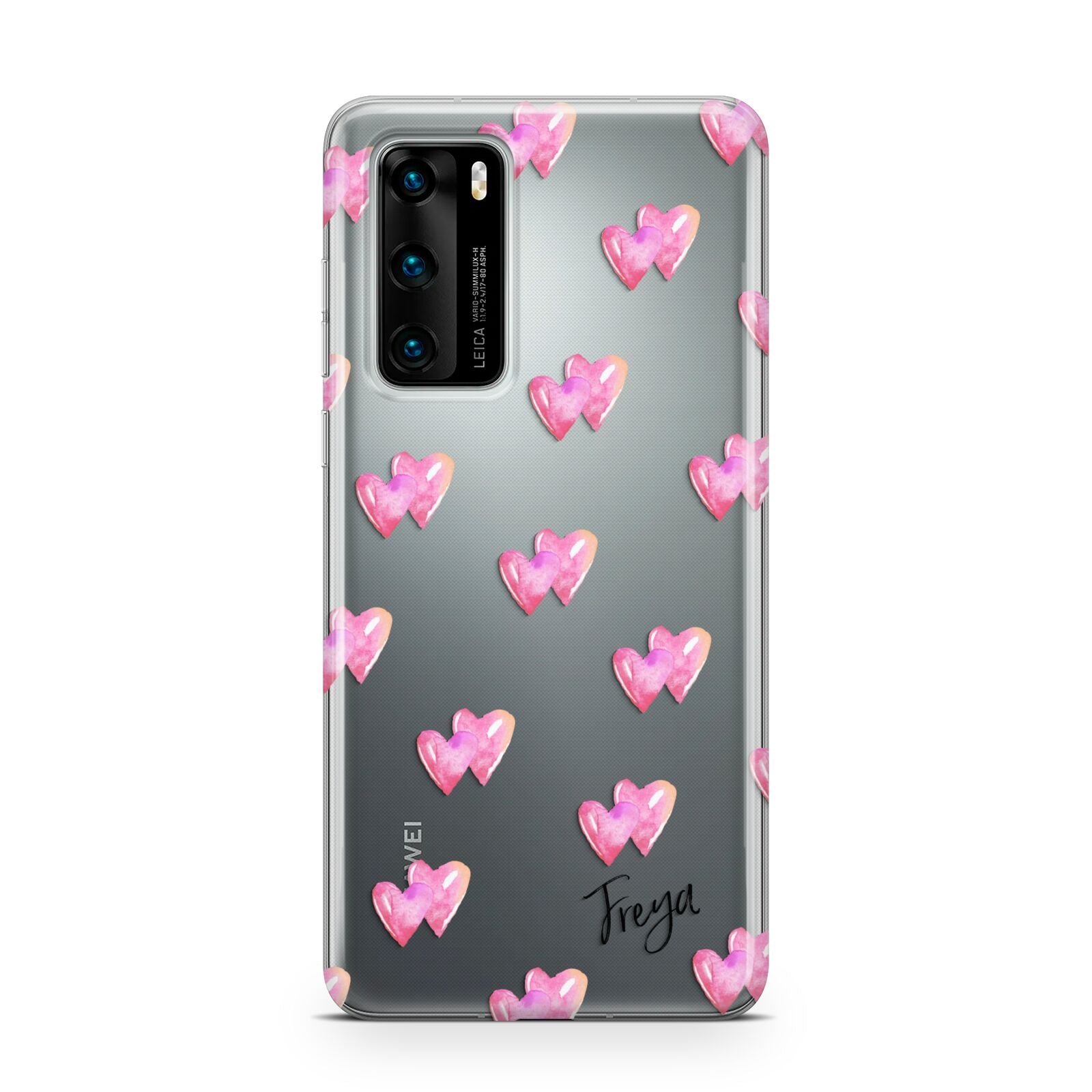 Personalised Pink Hearts Huawei P40 Phone Case