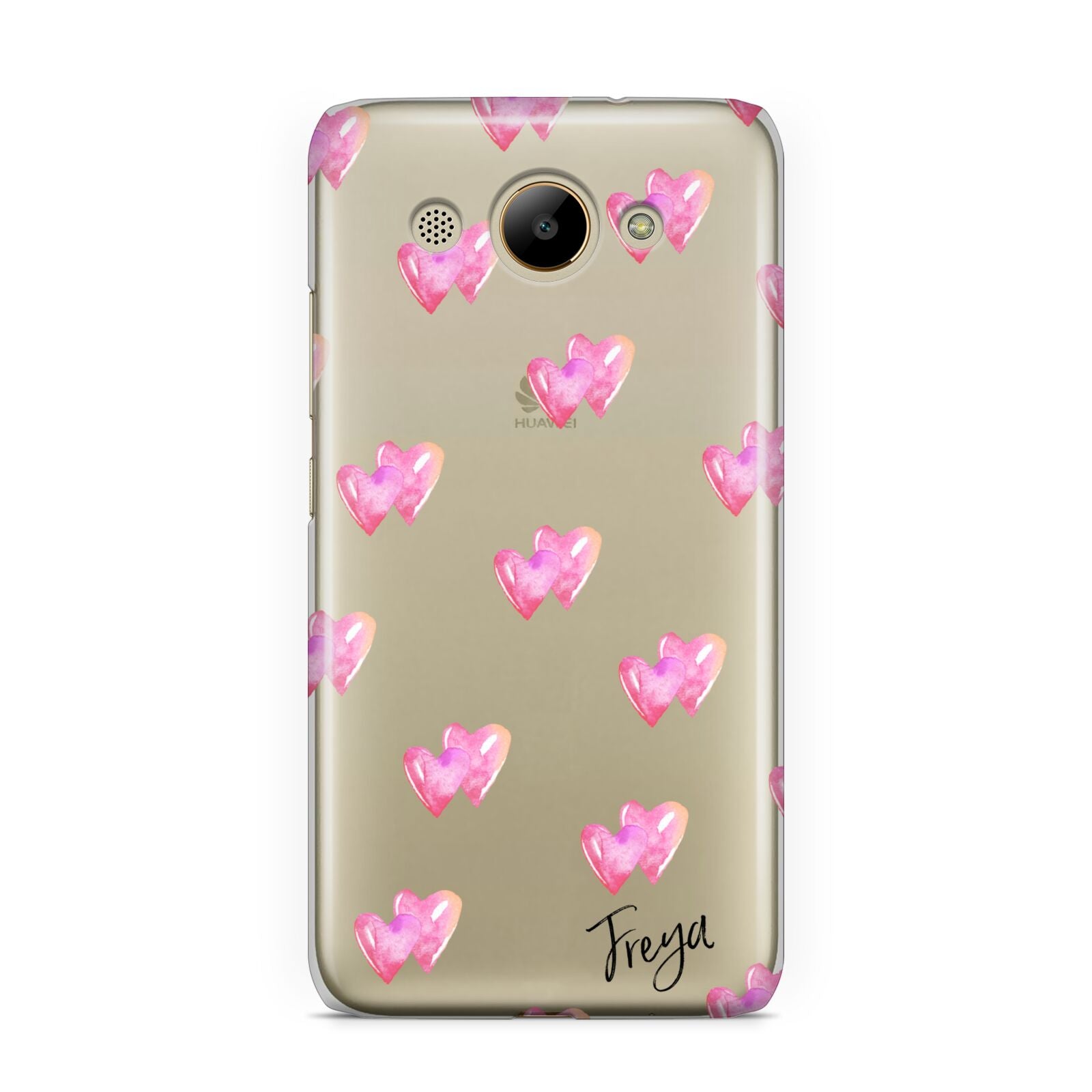 Personalised Pink Hearts Huawei Y3 2017