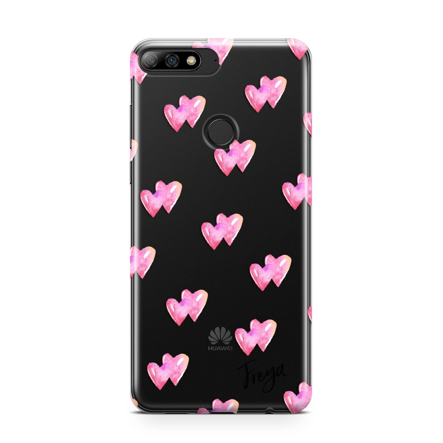 Personalised Pink Hearts Huawei Y7 2018