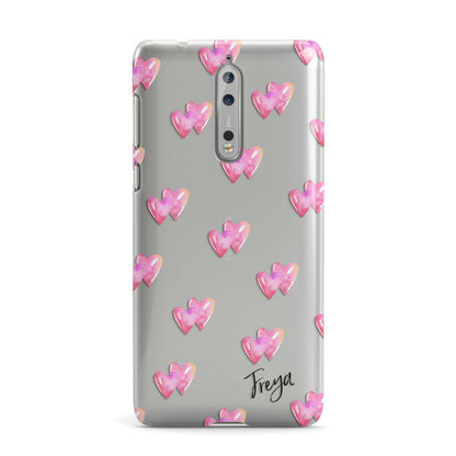 Personalised Pink Hearts Nokia Case