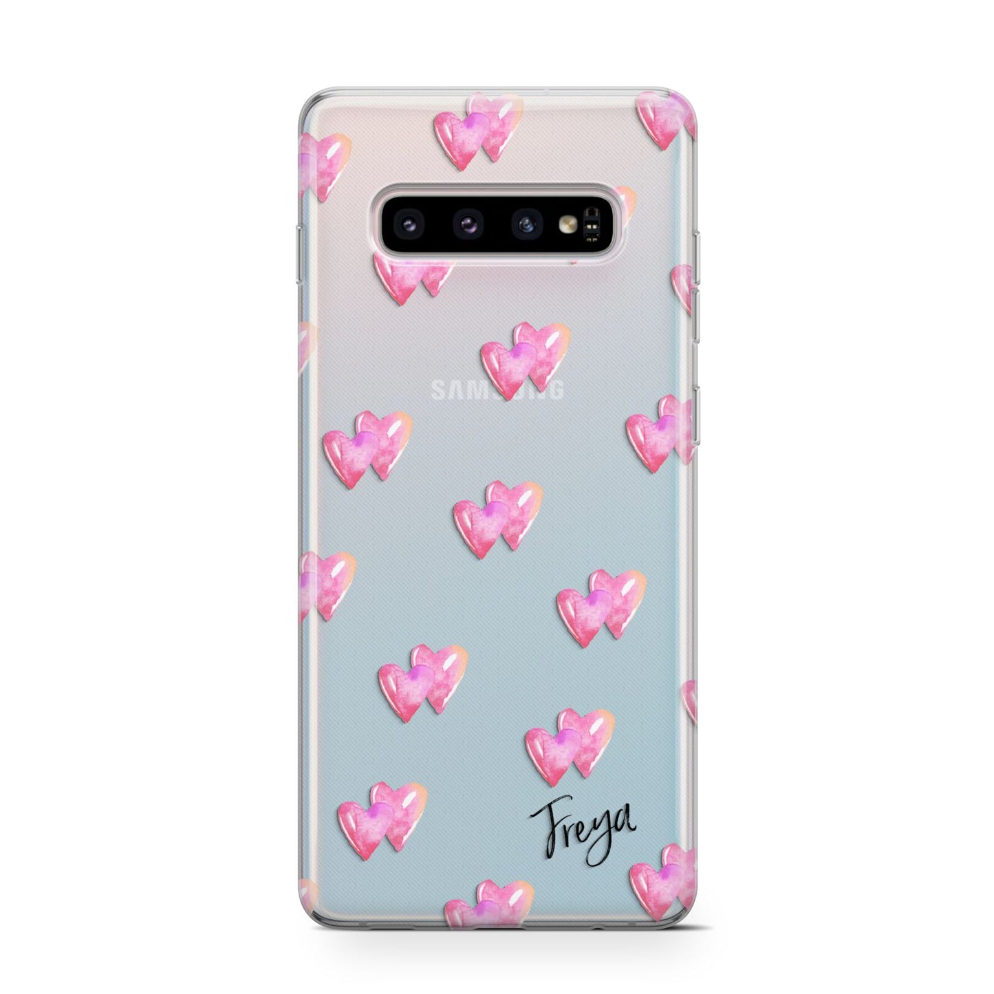 Personalised Pink Hearts Protective Samsung Galaxy Case