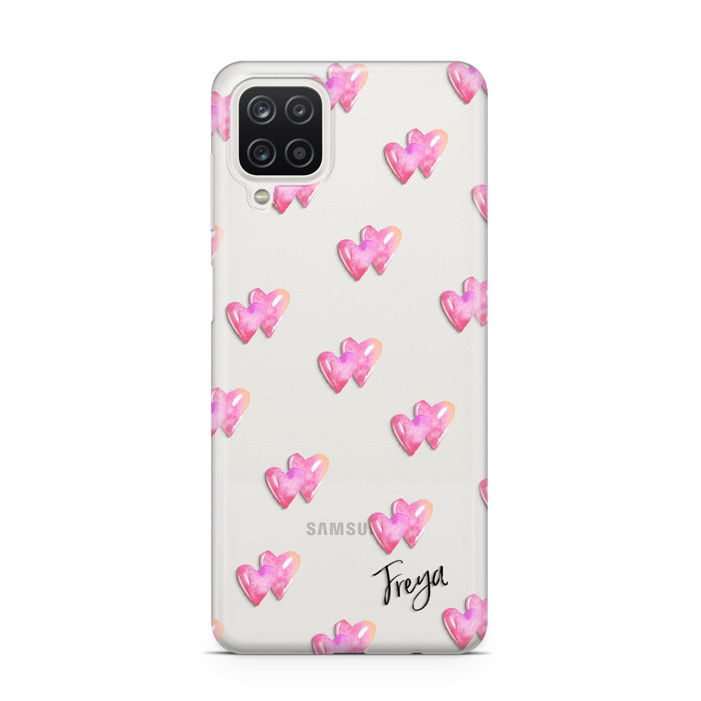 Personalised Pink Hearts Samsung A12 Case