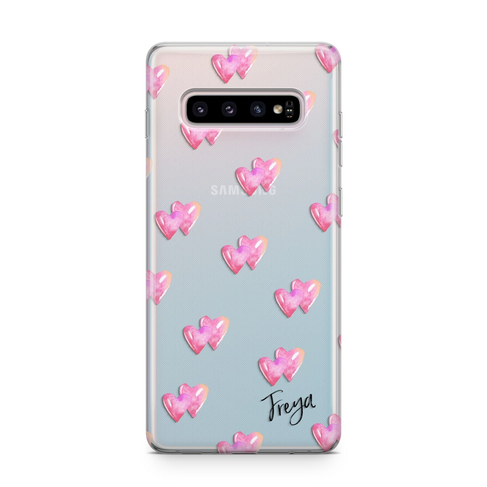 Personalised Pink Hearts Samsung Galaxy S10 Plus Case