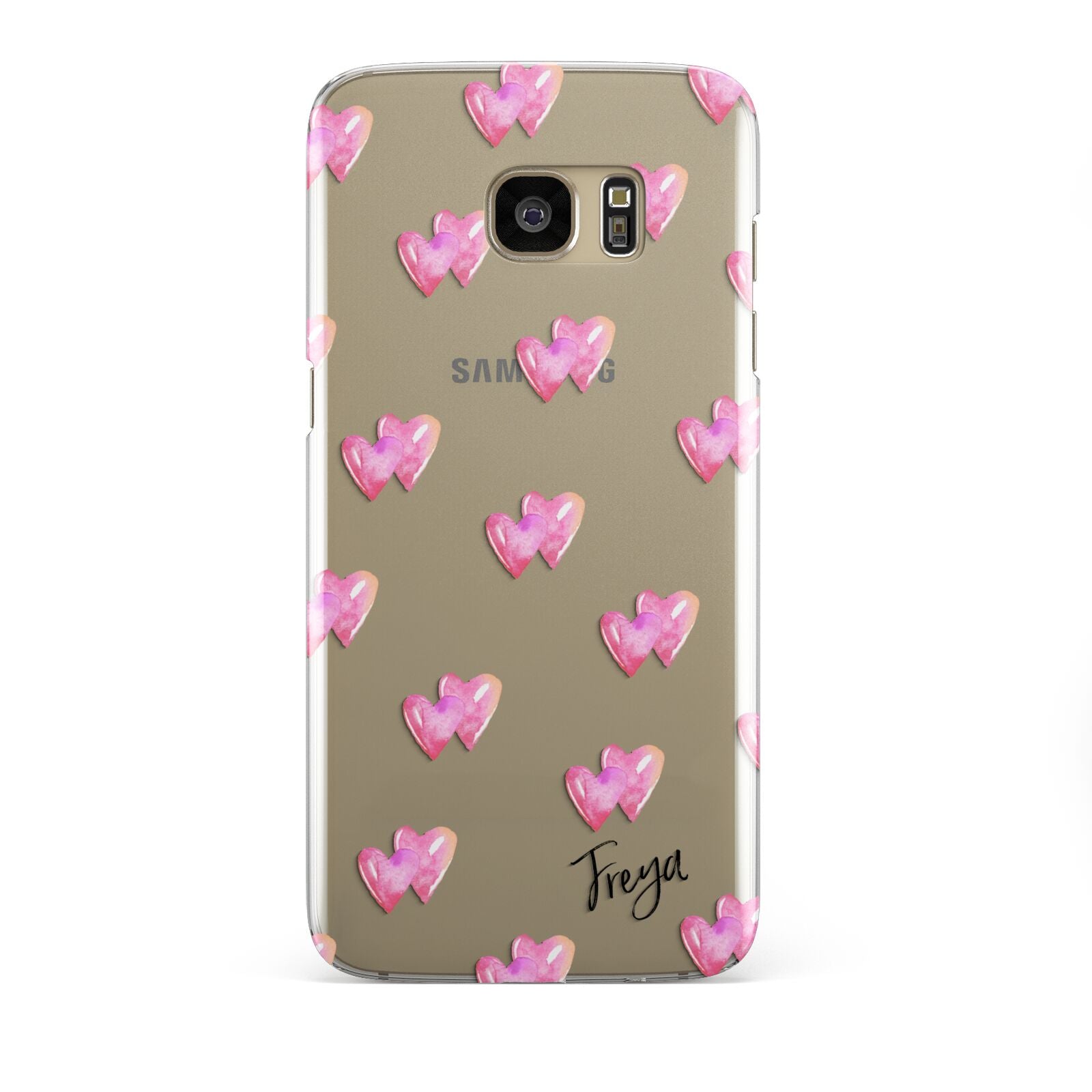 Personalised Pink Hearts Samsung Galaxy S7 Edge Case