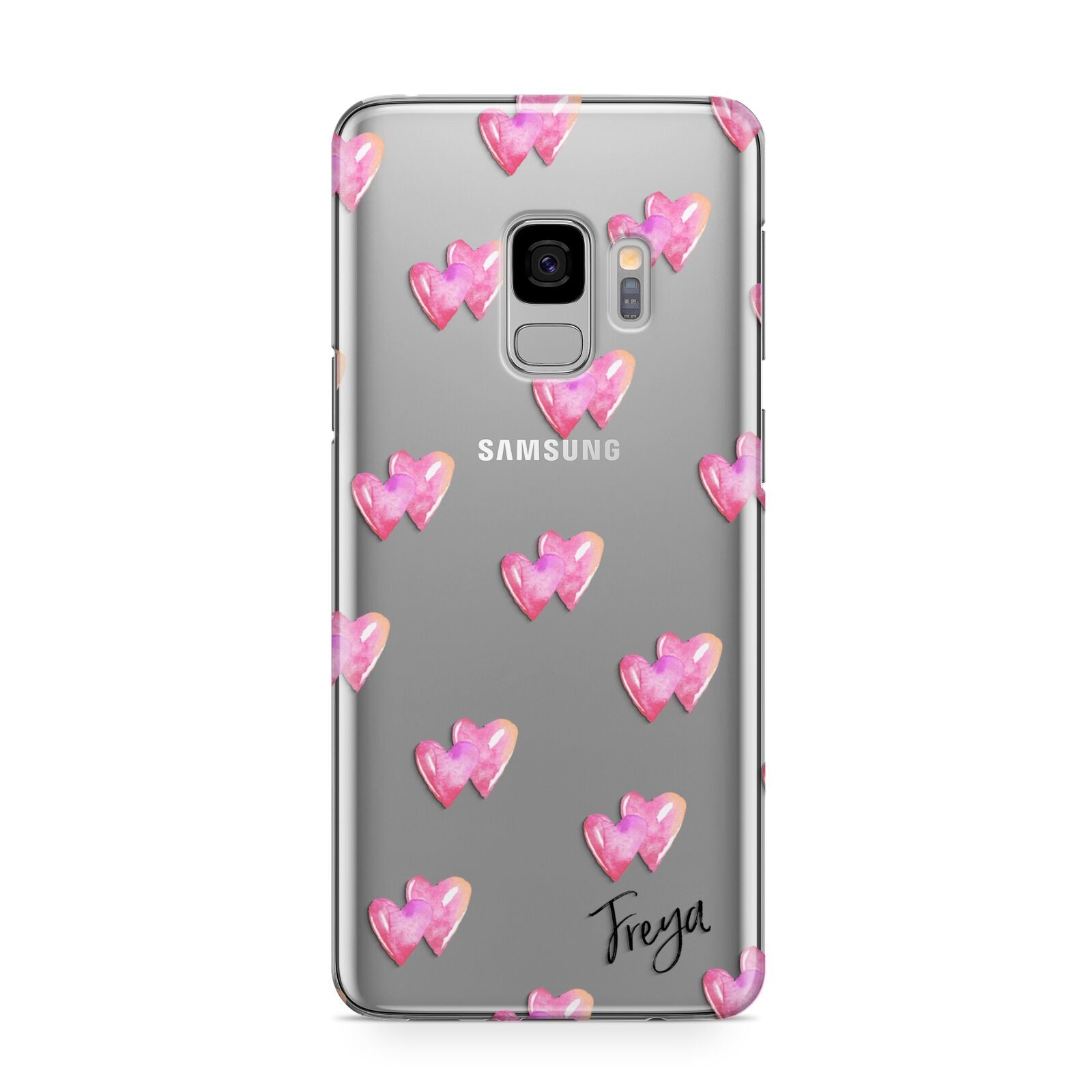 Personalised Pink Hearts Samsung Galaxy S9 Case