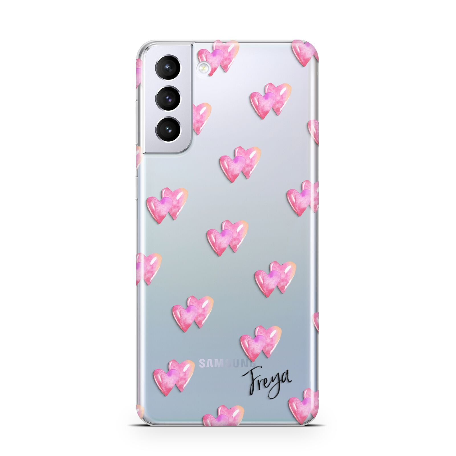 Personalised Pink Hearts Samsung S21 Plus Case