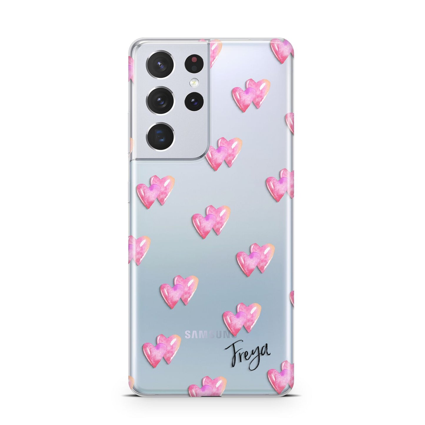 Personalised Pink Hearts Samsung S21 Ultra Case