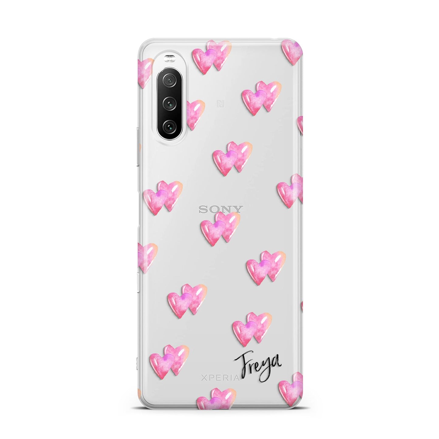 Personalised Pink Hearts Sony Xperia 10 III Case