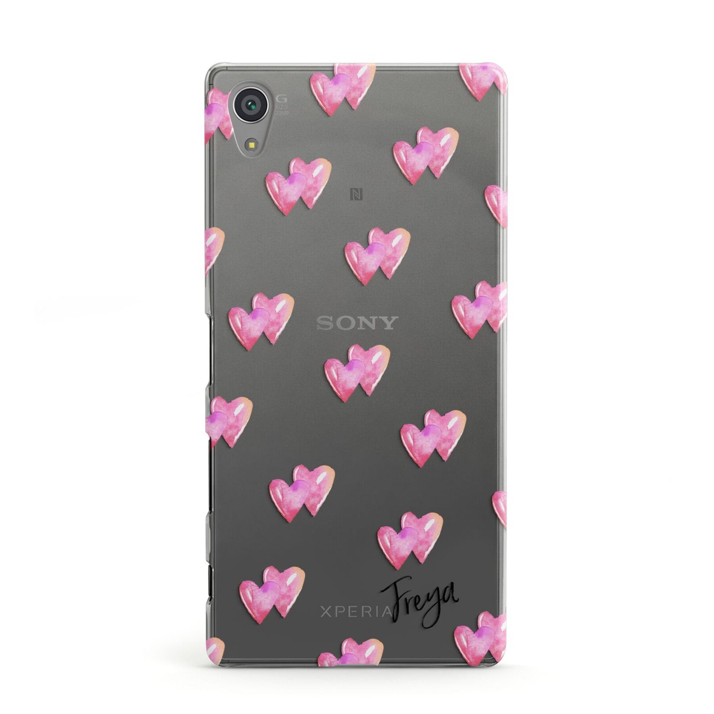 Personalised Pink Hearts Sony Xperia Case