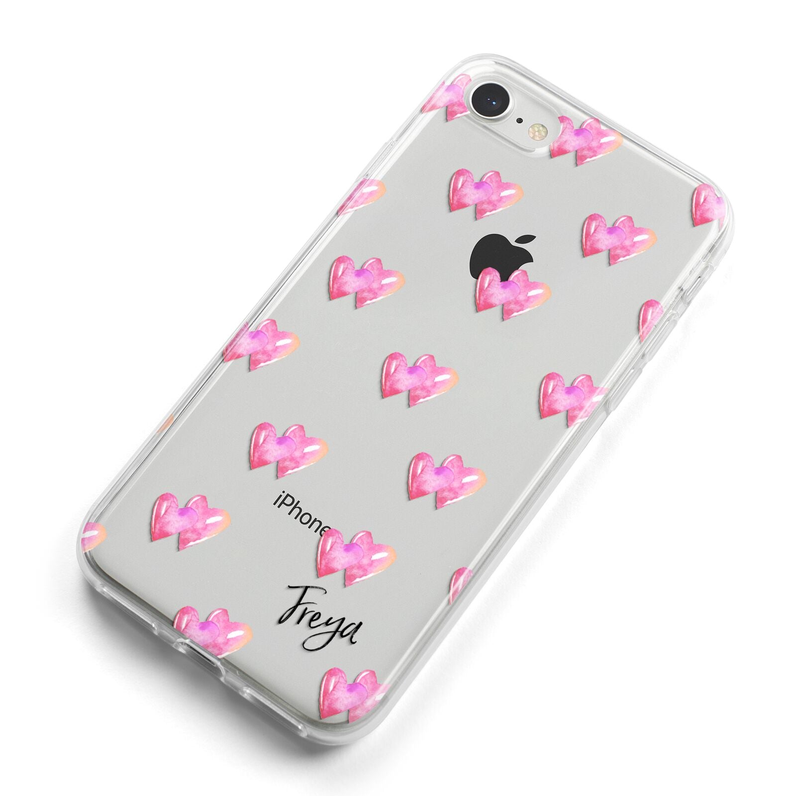 Personalised Pink Hearts iPhone 8 Bumper Case on Silver iPhone Alternative Image