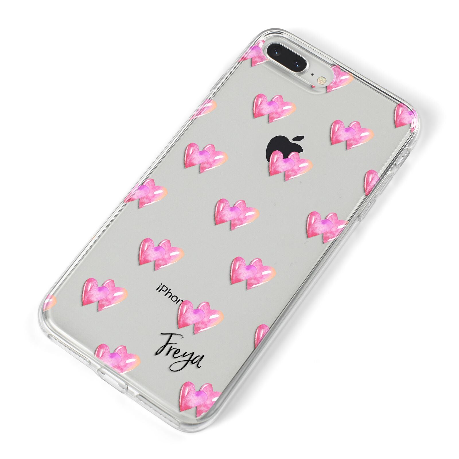 Personalised Pink Hearts iPhone 8 Plus Bumper Case on Silver iPhone Alternative Image