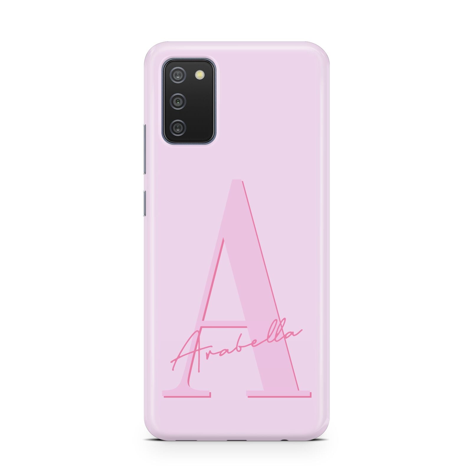 Personalised Pink Initial Samsung A02s Case