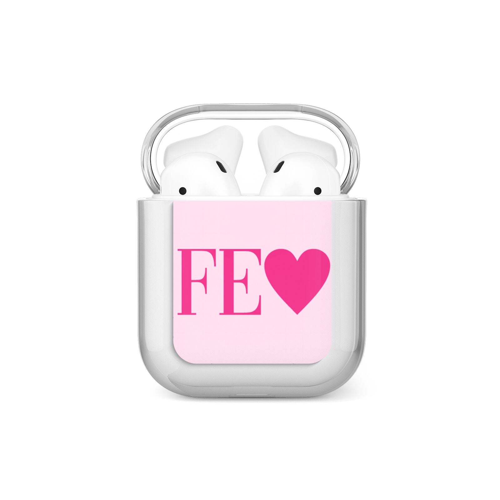 Personalised Pink Initials Heart AirPods Case