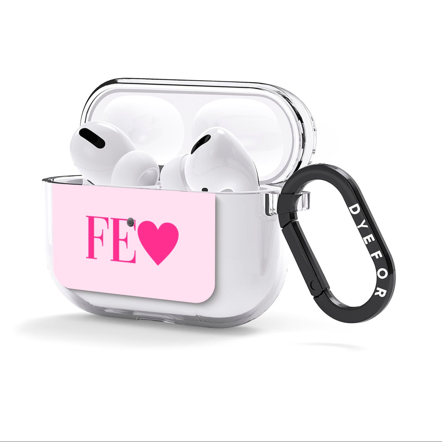 Personalised Pink Initials Heart AirPods Clear Case 3rd Gen Side Image