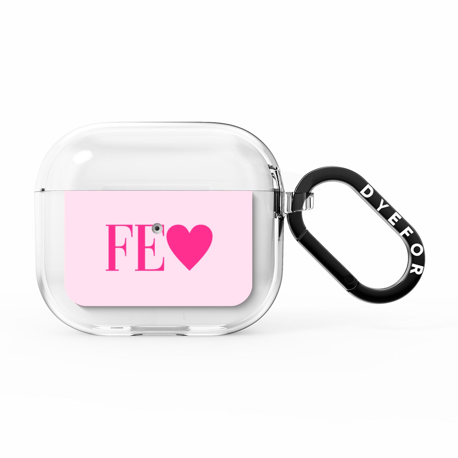 Personalised Pink Initials Heart AirPods Clear Case 3rd Gen