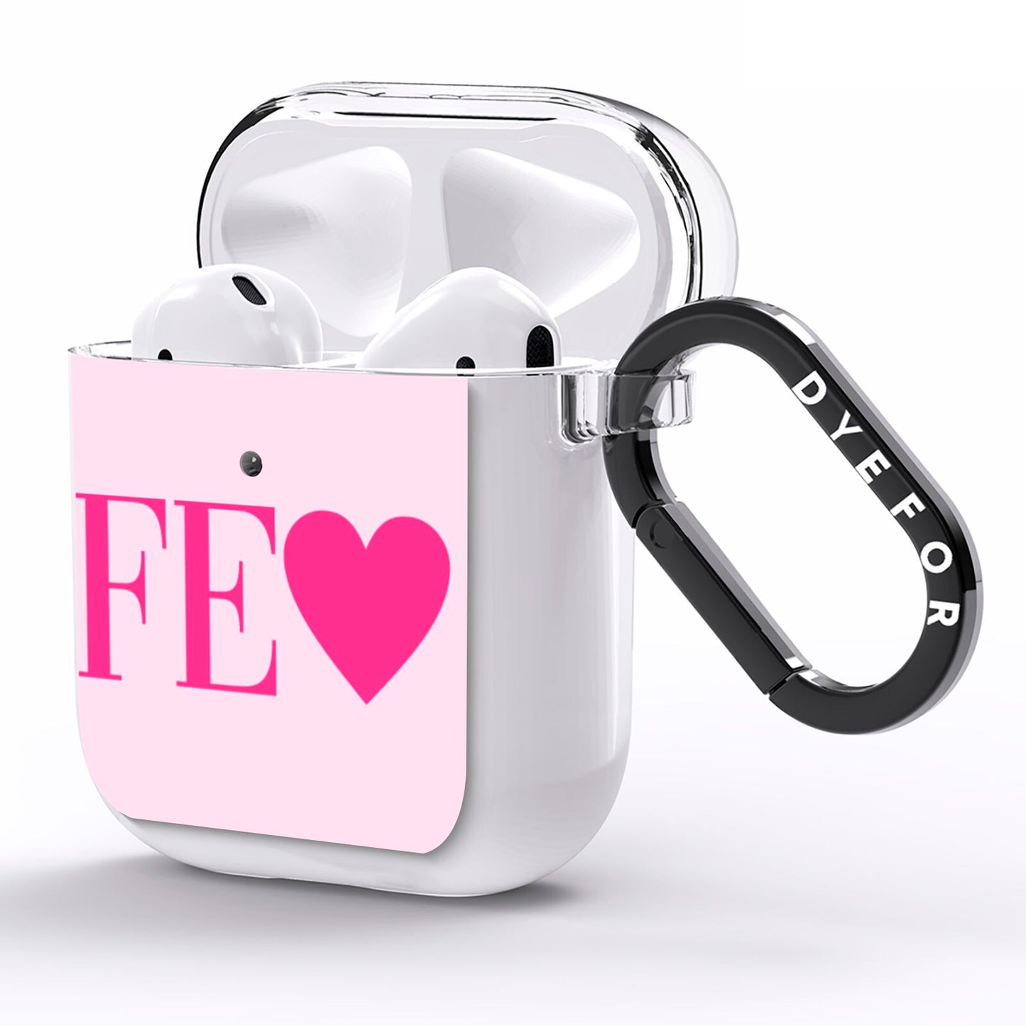 Personalised Pink Initials Heart AirPods Clear Case Side Image